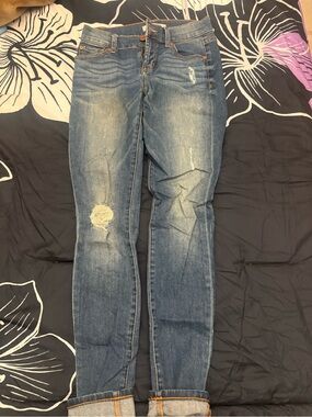 refuge Distressed Medium Blue Skinny Jeans